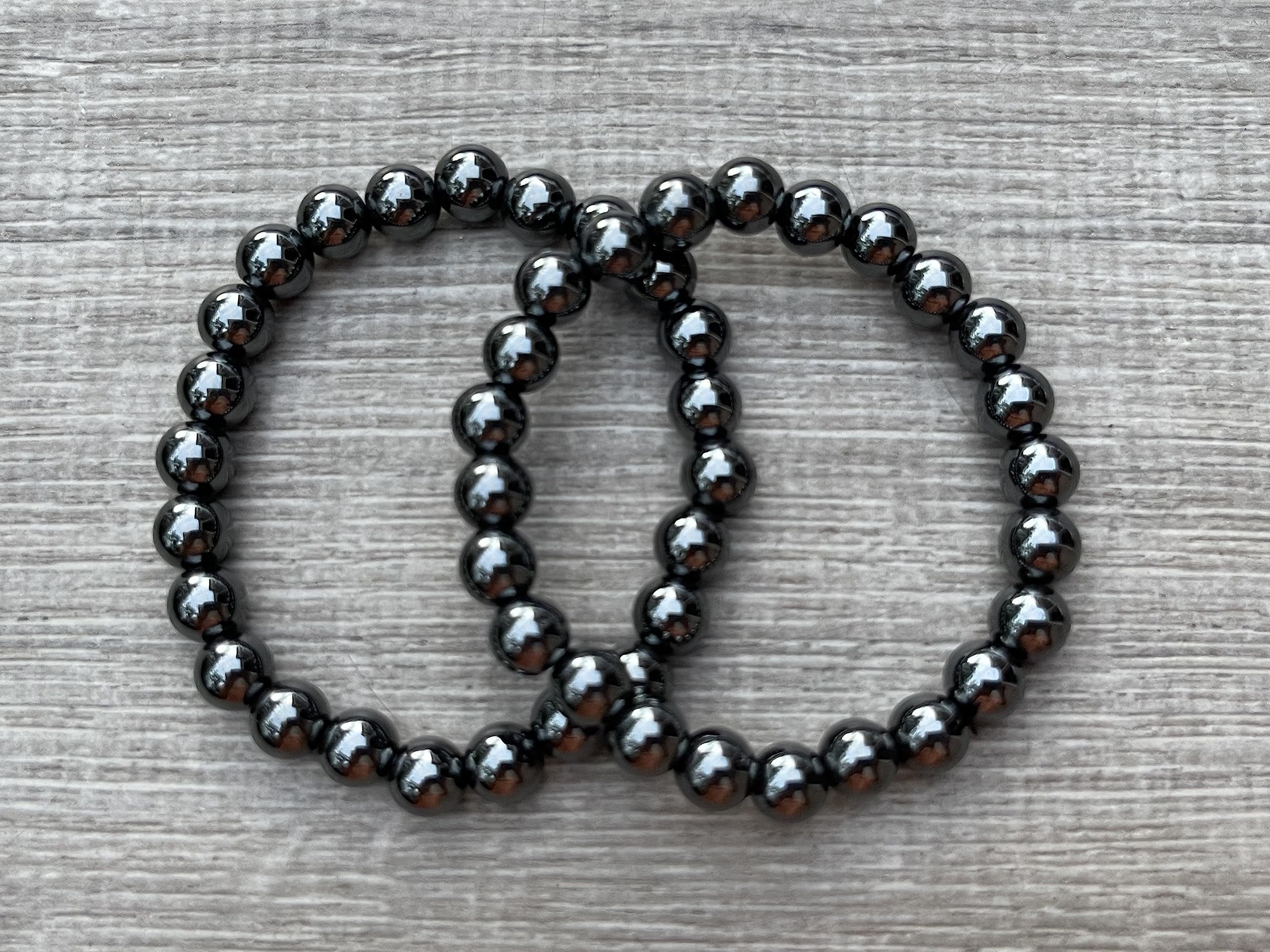 Hematite Crystal Bead Bracelet 8Mm, Genuine Hematite Stretch Gemstone Bracelet, Healing Crystal Bracelet Bead Bracelet, Gift for Men & Women