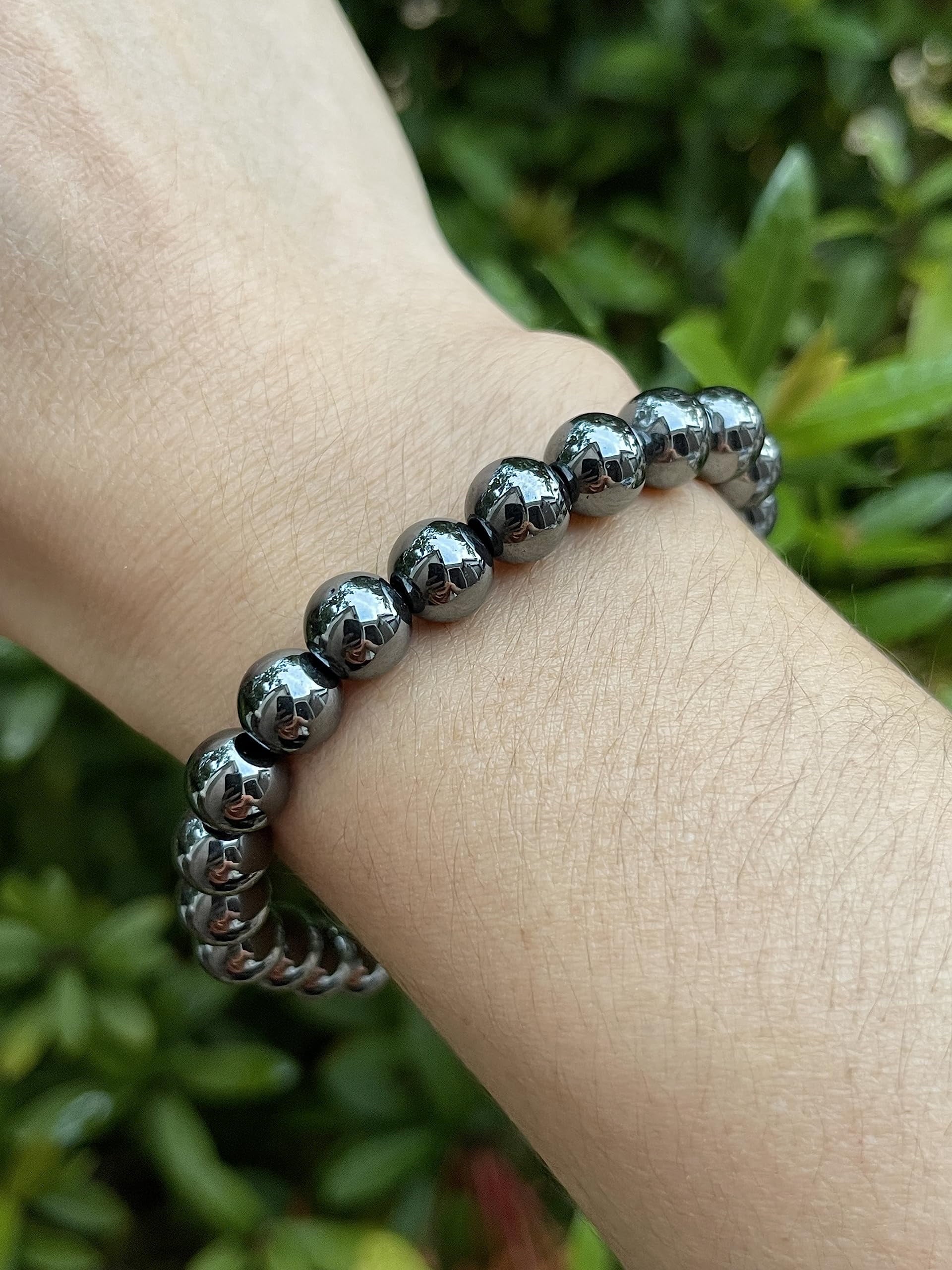 Hematite Crystal Bead Bracelet 8Mm, Genuine Hematite Stretch Gemstone Bracelet, Healing Crystal Bracelet Bead Bracelet, Gift for Men & Women