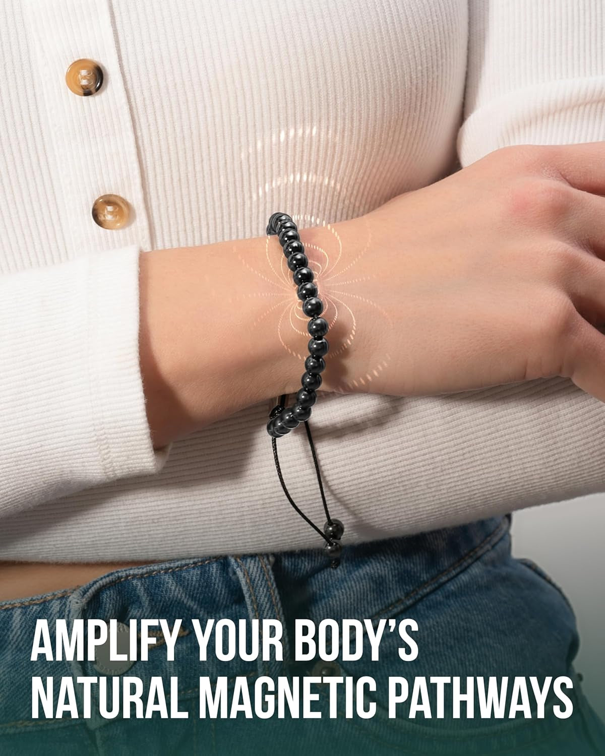 ® Hematite Magnetic Bracelet - Max Strength Magnet Stones - Beaded Magnetic Hematite Bracelets (Classic 8Mm Bead)
